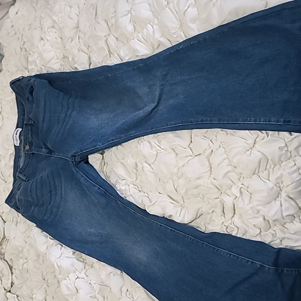 Mid blue denim size 16 bell bottom pants from Fashion Nova.